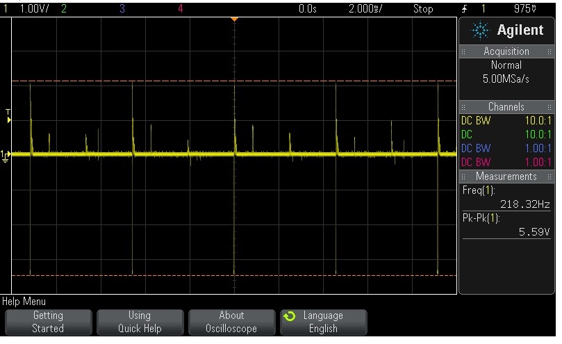 1512 data comms showing 5 of the 400 steps per revolution of the transducer.